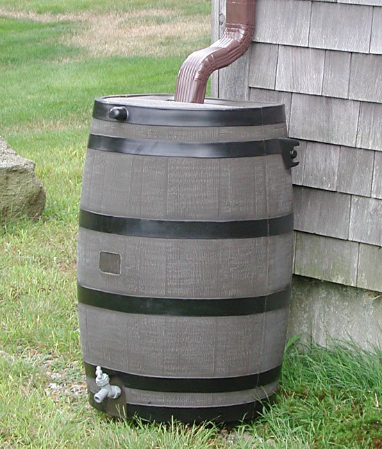 Wood Grain Rain Barrel